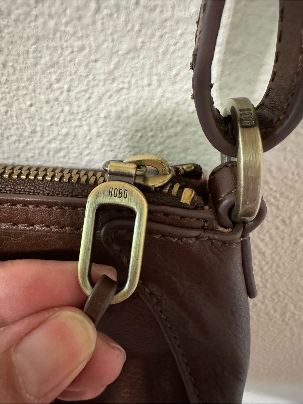 HOBO Bellamy Small Crossbody Bag Brown Genuine Leather Phone Pocket-10x5x2.5” - Picture 8 of 14